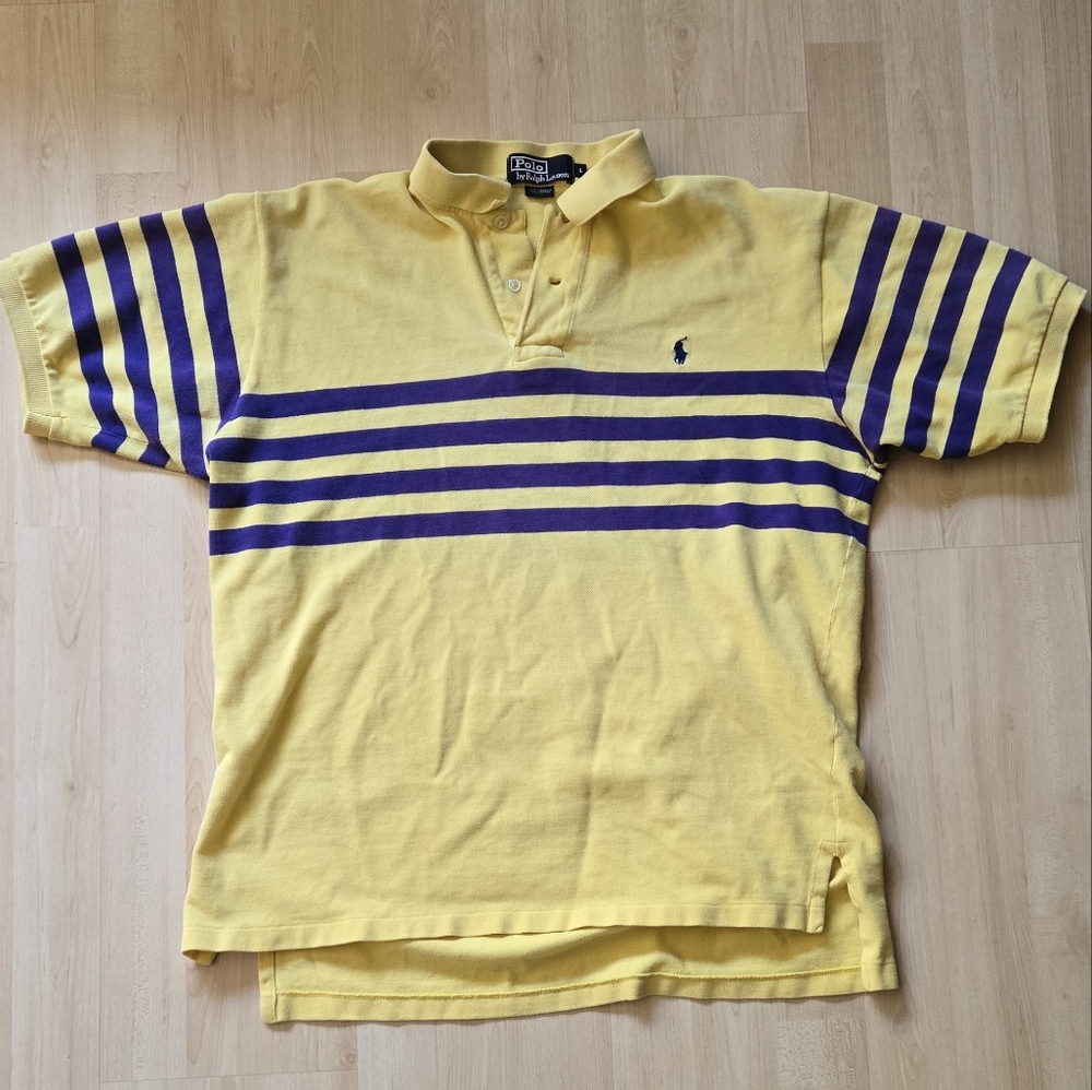 Ralph Lauren Yellow and Purple Striped Polo Shirt